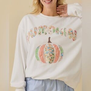 SOLD Pumpkin Patchwork Long Sleeve Crewneck Sweatshirt